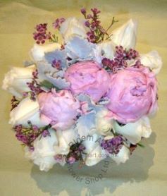 Wedding Bouquet of Peony Sarah and Roses - CODE 7112